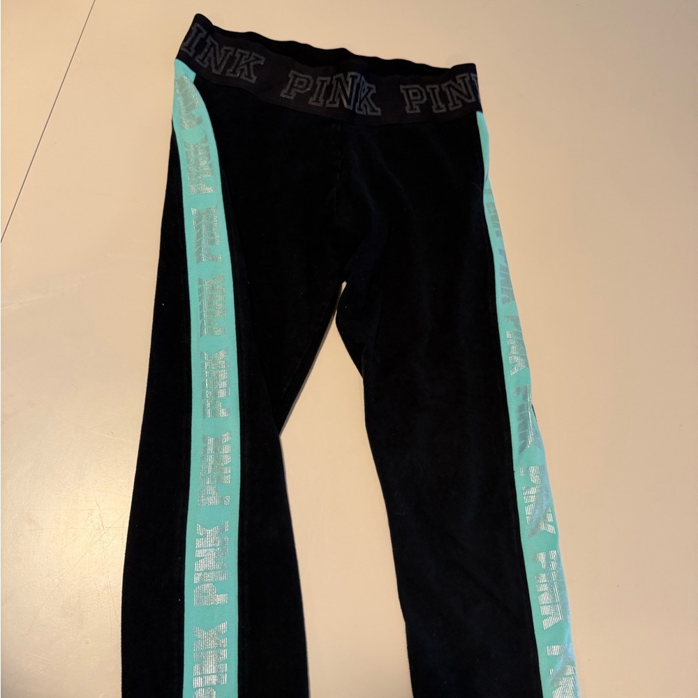 PINK Victoria's Secret Kids Leggings with Aqua Stripes